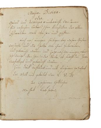 MANUSCRIPT.  Magia Divina; oder . . . Unterricht, von denen fürnehmsten Cabalistischen Künstüken [sic].  Manuscript in German on paper.